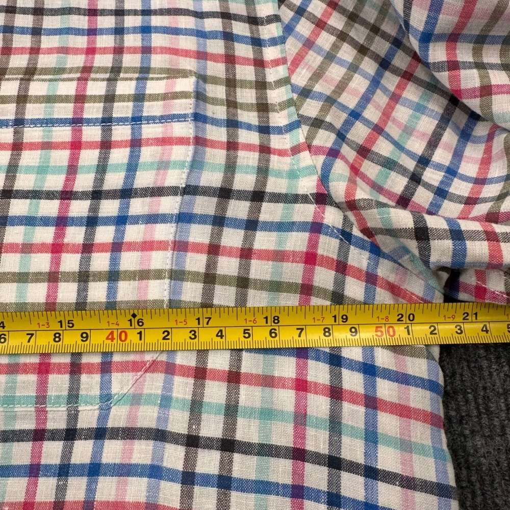 Tommy Bahama Button Down Shirt Mens Medium Linen Blend Plaid Multicolor Casual - Picture 6 of 8